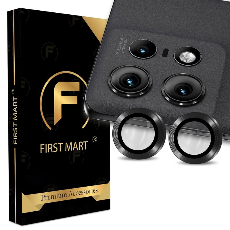 FIRST MART Camera Lens Protectors for Motorola Edge 50 Pro (6.7 Inches) Tough HD Individual Aluminum Alloy Lens Black Ring Cover, Scratch Resistant, Thin Lens Protection| Black, 1 Pack - Image 1
