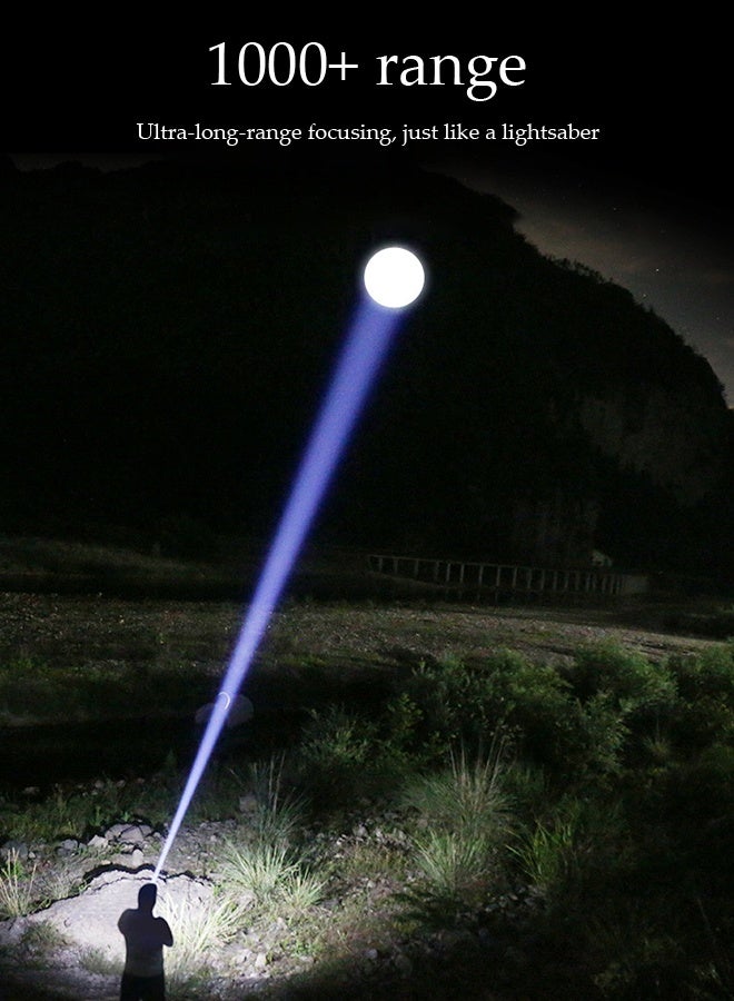 DUNISO Rechargeable Flashlights Super Bright Outdoors Flashlight Portable Adjustable Focus LED Flashlight with Power Display Waterproof Handheld Rechargeable Torch Light Long Battery Life Pocket Size Torch for Power Cuts, Emergency, Camping, Hiking, Outdoor - Image 4