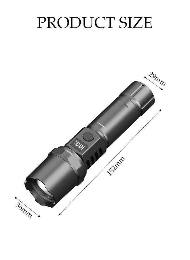DUNISO Rechargeable Flashlights Super Bright Outdoors Flashlight Portable Adjustable Focus LED Flashlight with Power Display Waterproof Handheld Rechargeable Torch Light Long Battery Life Pocket Size Torch for Power Cuts, Emergency, Camping, Hiking, Outdoor - Image 3