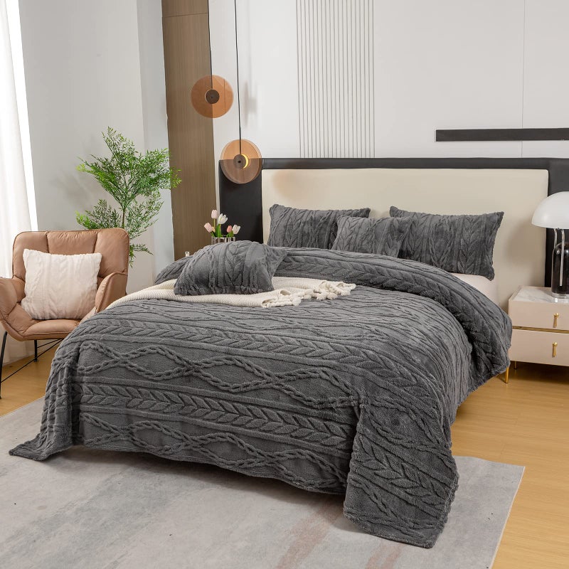 YUSOKI Sherpa Twin XL Blanket3D Stylish Design Super Soft Fuzzy Cozy Warm Blanket Thick Plush Fluffy Furry Blankets for Teen Girls Women Couch Bed Sofa Chair Men Boys GiftGrey65x90