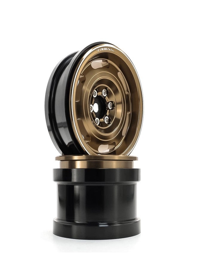 Treal Aluminium 2.2 Beadlock Wheels Rims(2) pcs Vintage Wheel Fit RC Crawler Mud Truck 2.2 Tires -Type B (Bronze) - Image 5