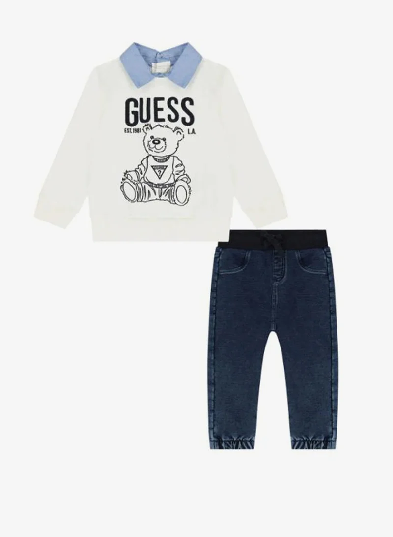 جس طقم بلوزة قطنية للأطفال وبنطلون جينز