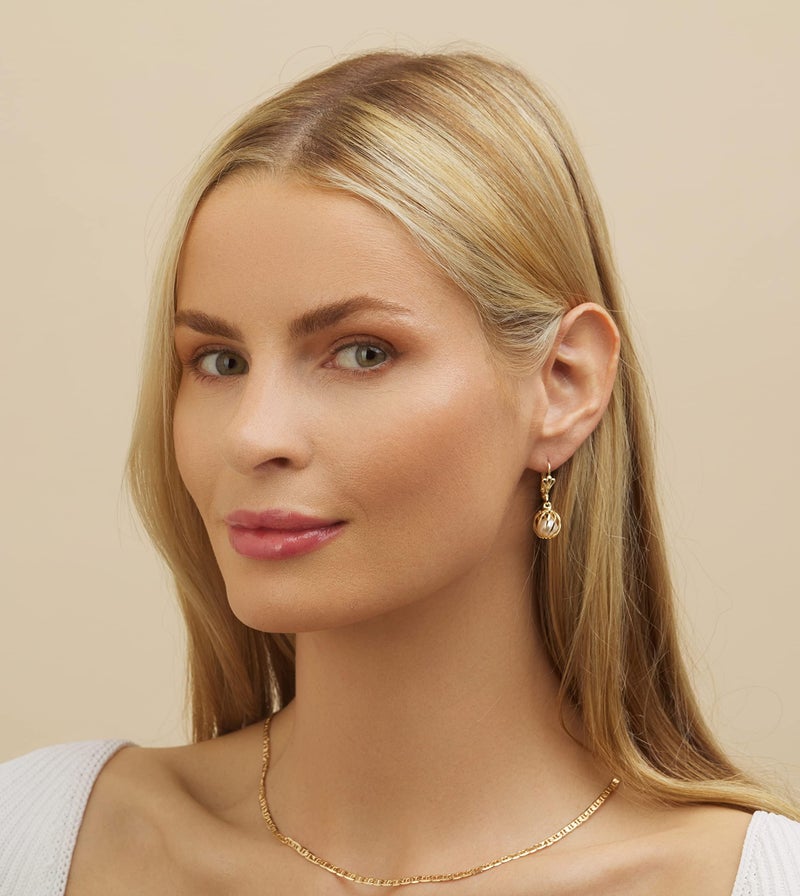 Barzel 18K Gold Plated Pearl Drop Earrings Caged (ER308) - Image 4