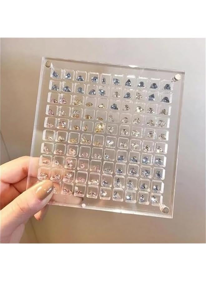 Acrylic Magnetic Seashell Display Box, 36/64/100 Grids Clear Acrylic Seashell Display Box, Diamond Gemstone Beads Storage Display Organizer Box (2, 100 Grids) - Image 1
