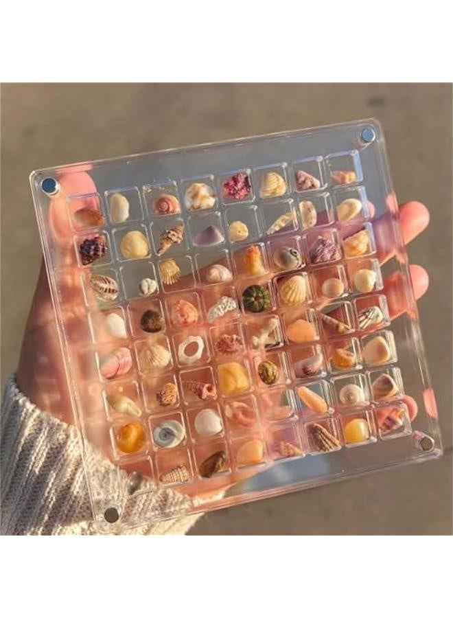 Acrylic Magnetic Seashell Display Box, 36/64/100 Grids Clear Acrylic Seashell Display Box, Diamond Gemstone Beads Storage Display Organizer Box (2, 100 Grids) - Image 2