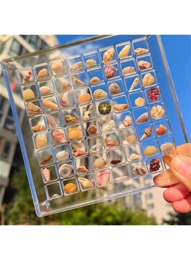 Acrylic Magnetic Seashell Display Box, 36/64/100 Grids Clear Acrylic Seashell Display Box, Diamond Gemstone Beads Storage Display Organizer Box (2, 100 Grids) - Image 3