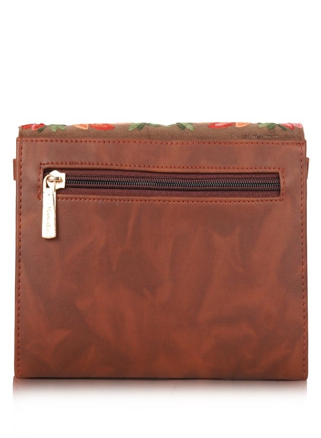 EVEDA Women Stylish Embrodeiry Clutch Ladies Party Wedding ladies purse handbag (Brown) - Image 2
