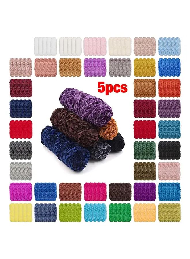 Thick Velvet Chenille Yarn 5 Bundles 500g 17.63 Ounces 5 Color Assorted Color 07 For Hand Knitting Crochet Sweaters Coats Scarves Hats - Image 1