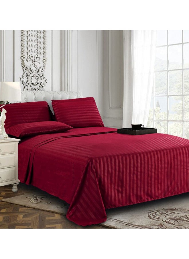 Elegant Comfort Best, Softest, Coziest 6-Piece Sheet Sets! - 1500 Thread Count Egyptian Quality Luxurious Wrinkle Resistant 6-Piece Damask Stripe Bed Sheet Set, King Burgundy