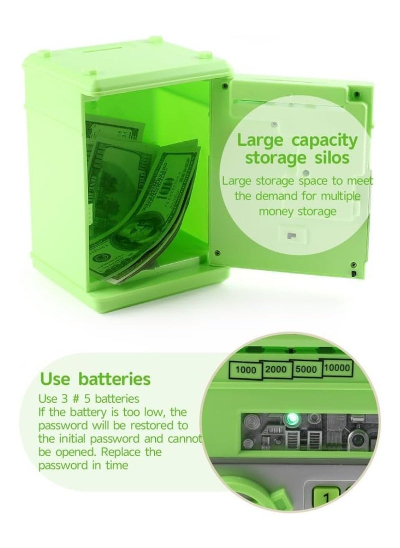 Yuwell Piggy Bank For Boys And Girls Kids Coin Bank With Safe Password Electronic Mini ATM With Auto Scroll Paper Money Best Birthday For Kids  - Image 2
