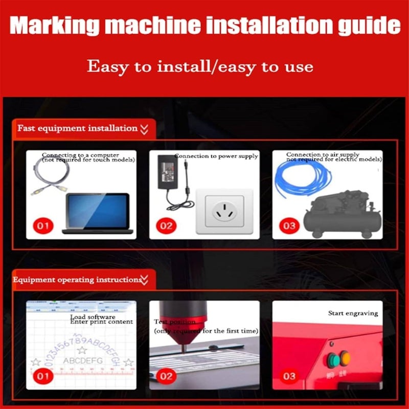 Pneumatic dot Peen Marking Machine, 300W Engraving Area 100×20mm, VIN Code Portable Pneumatic dot Peen Marking Machine, Serial Number, VIN, Date - Image 4