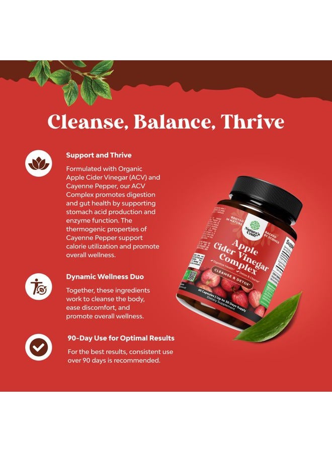 Bio Sense Cleansing Apple Cider Vinegar Capsules - ACV Cleanse and Detox Pills for Gut and Digestive Health with Slimming Cayenne - Extra Strength ACV Capsules for Gut Cleanse and Full Body Detox (30 Servings) - Image 3