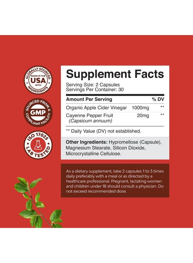 Bio Sense Cleansing Apple Cider Vinegar Capsules - ACV Cleanse and Detox Pills for Gut and Digestive Health with Slimming Cayenne - Extra Strength ACV Capsules for Gut Cleanse and Full Body Detox (30 Servings) - Image 2