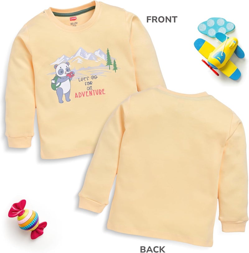 LuvLap Cartoon Regular Fit Full Sleeve T-Shirt Set for Boys - Pack of 4, Multicolour - Image 2