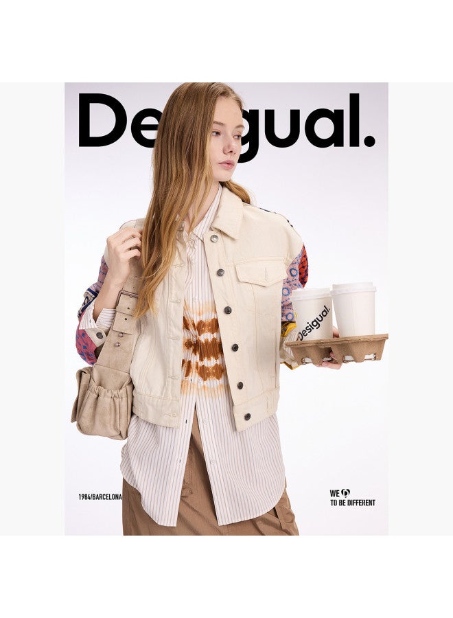 DESIGUAL 25 سترة جينز نسائية قصيرة مزينة بتطريز ثقيل من القطن الخالص لربيع/صيف جديد - Image 5