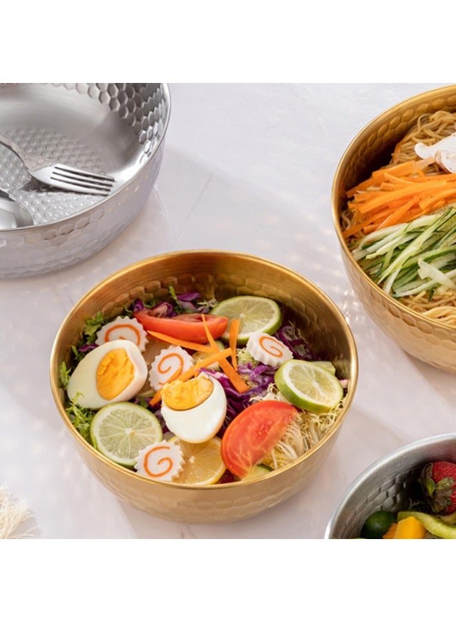 2 Pcs Gold Stainless Steel Mixing Bowls – Metal Salad Serving Bowls for Fruit, Cereal, Soup, Cooking, Baking – Nesting Kitchen Prep Bowls (Gold, 21cm + 19cm) - Image 4