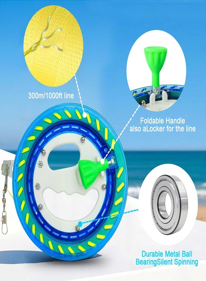 HONBO Kite String Spool for Adults and Kids,Kite String Reel with Bearing Structure, Foldable Handle, 300m/1000ft Line - Ideal Kite Flying Accessories (7in-Blue) - Image 4