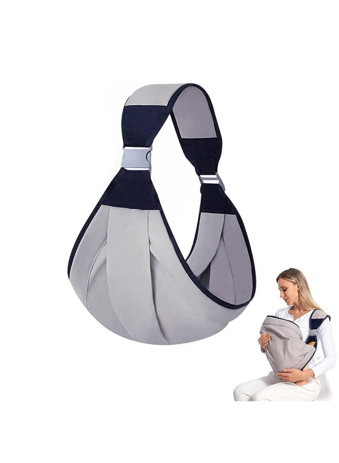 JZS Baby Sling Carrier, Adjustable Baby Holder Carrier Half Wrapped Sling Hip Carrier One Shoulder Labor-Saving for Newborn to Toddler Up to 45lbs(Grey) - Image 1