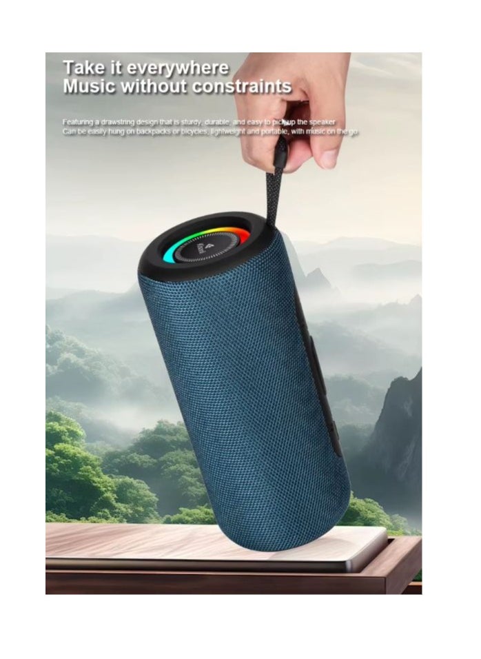 Kisonli Premium Q27Stereo Super Bass RGB 10W Portable Speaker, 1800mAh (3-8 Hr), Built-In Calling MIC, AUX-USB/TF/FM - Blue