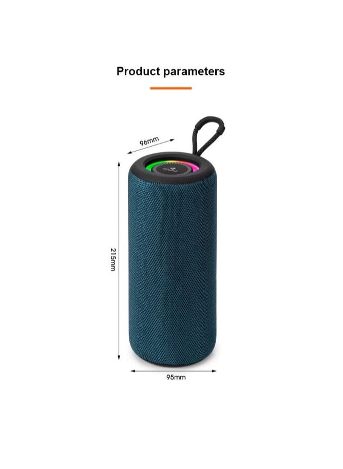 Kisonli Premium Q27Stereo Super Bass RGB 10W Portable Speaker, 1800mAh (3-8 Hr), Built-In Calling MIC, AUX-USB/TF/FM - Blue