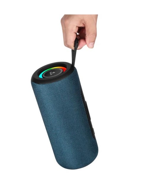 Kisonli Premium Q27Stereo Super Bass RGB 10W Portable Speaker, 1800mAh (3-8 Hr), Built-In Calling MIC, AUX-USB/TF/FM - Blue