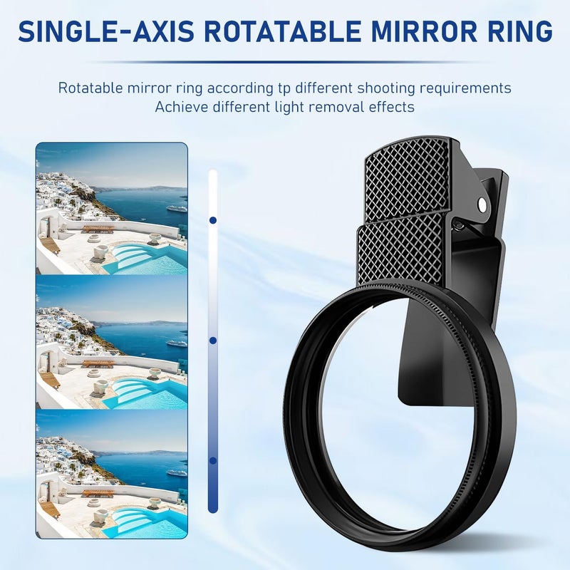 SQUISHCO CPL Filter for Mobile Set, 52mm Clip-On Polarizing Lens Filter Kit,Nd Filter for Mobile Compatible with Most Smartphones for Outdoor Photography (Black（C）) - Image 2