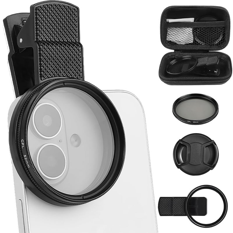 SQUISHCO CPL Filter for Mobile Set, 52mm Clip-On Polarizing Lens Filter Kit,Nd Filter for Mobile Compatible with Most Smartphones for Outdoor Photography (Black（C）) - Image 1