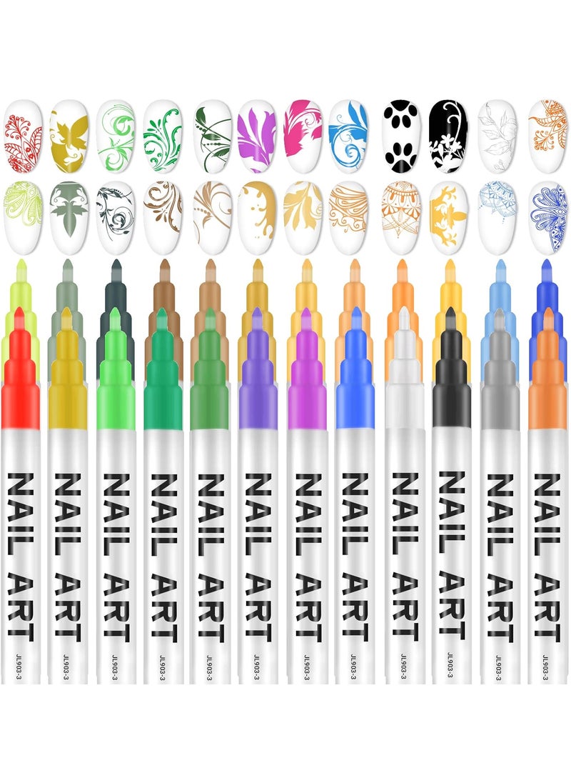 Patscorai - 24 Pcs Nail Art Pens 3D Nail Polish Pens  Nail Art Pens for Painting Nails  Nail Polish Design Kit  DIY Nail Graffiti Pen Set for Girls Ladies 24 Colors - Image 1