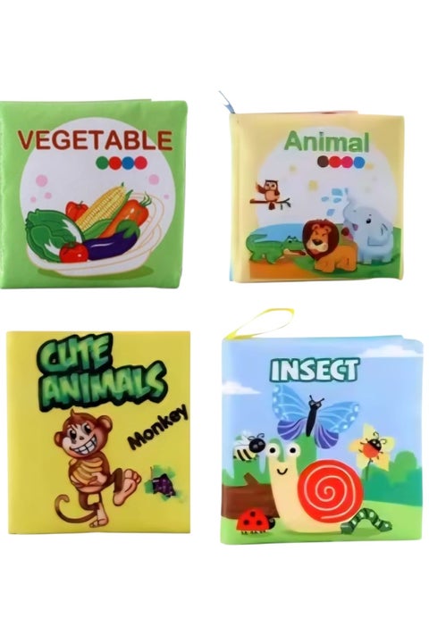 Baby Interactive Educational Books Toys Nontoxic Fabric Soft Cloth Books Waterproof Baby Books for Infant Toddler Kids Learning (4 PCS) Group B