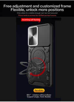 Generic Case Cover for Infinix Smart 9 / 9HD / Hot50i, Slide Camera Lens Cover, 360°Rotating Kickstand Ring, Bumper Shockproof Phone Case，Compatible with Car Magnetic Mount Mobile Phone Case For Infinix Smart 9 / Hot50i Black  - Image 2