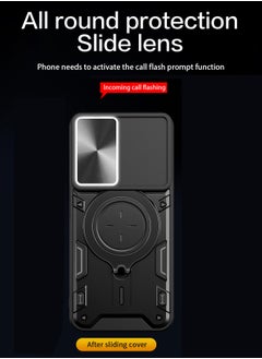 Generic Case Cover for Infinix Smart 9 / 9HD / Hot50i, Slide Camera Lens Cover, 360°Rotating Kickstand Ring, Bumper Shockproof Phone Case，Compatible with Car Magnetic Mount Mobile Phone Case For Infinix Smart 9 / Hot50i Black  - Image 3