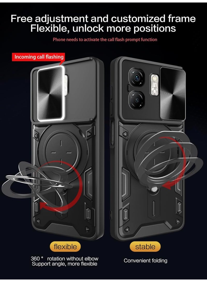 انفينيكس الذكية 9 / 9hd / hot50i حالة الهاتف المحمول ، عدسة الكاميرا انزلاق الغطاء ، 360 درجة قوس الدورية خاتم ، الوفير ، صدمة برهان حالة الهاتف المحمول ، متوافق مع انفينيكس الذكية 9 / hot50i حالة الهاتف المحمول المغناطيسي الأسود - Image 3