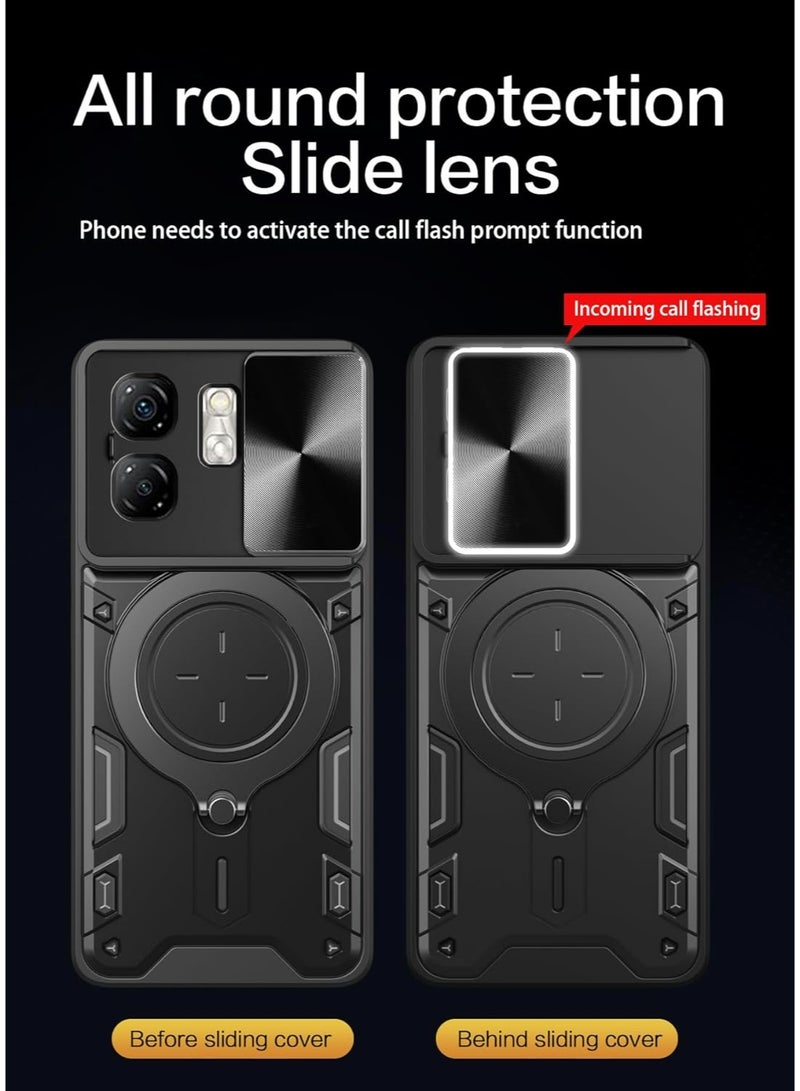 انفينيكس الذكية 9 / 9hd / hot50i حالة الهاتف المحمول ، عدسة الكاميرا انزلاق الغطاء ، 360 درجة قوس الدورية خاتم ، الوفير ، صدمة برهان حالة الهاتف المحمول ، متوافق مع انفينيكس الذكية 9 / hot50i حالة الهاتف المحمول المغناطيسي الأسود - Image 5