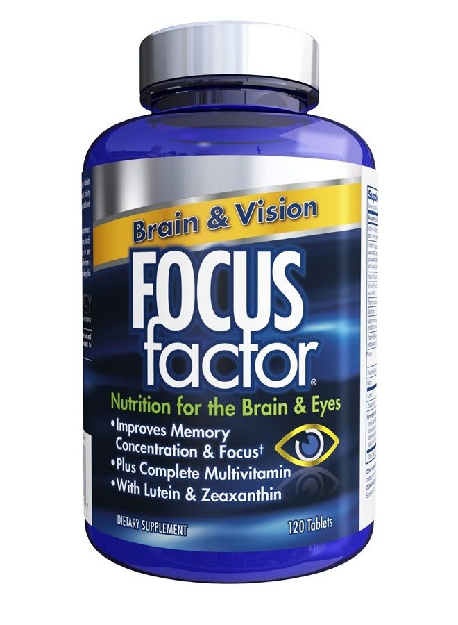 Focus Factor Brain and Vision-Eye Vitamin and Mineral Supplement w/Lutein and Zeaxanthin, 120 Count - Image 1
