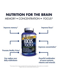 Focus Factor Brain and Vision-Eye Vitamin and Mineral Supplement w/Lutein and Zeaxanthin, 120 Count  - Image 2