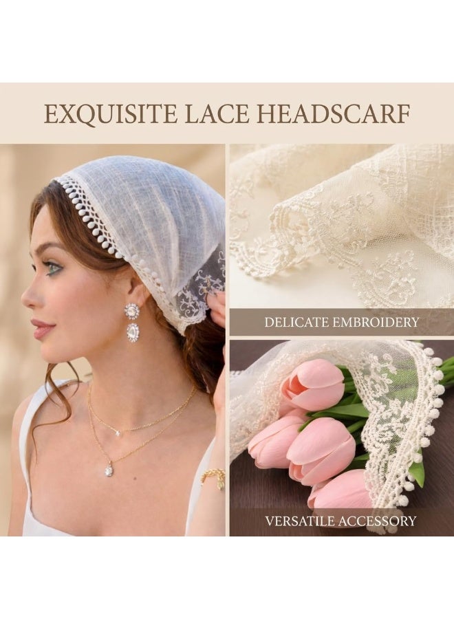 2 Pcs Lace Head Scarf for Women Girls, Vintage Bandana Style Headband, Fashion Head Kerchief Head Wrap Daily Wear - Image 5