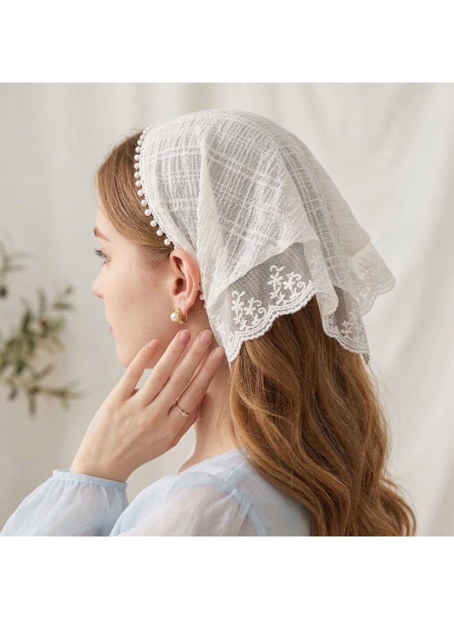 2 Pcs Lace Head Scarf for Women Girls, Vintage Bandana Style Headband, Fashion Head Kerchief Head Wrap Daily Wear - Image 3