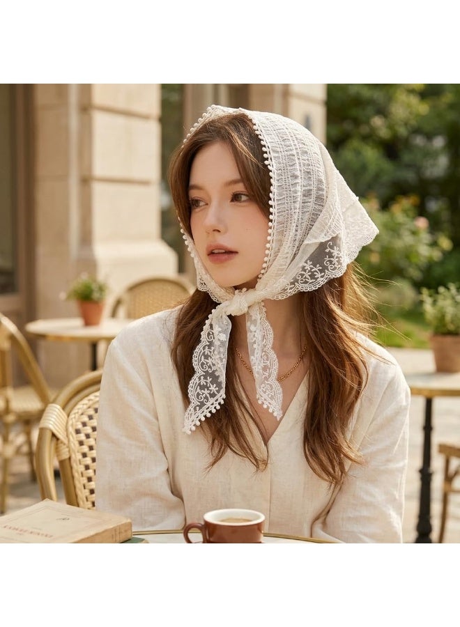 2 Pcs Lace Head Scarf for Women Girls, Vintage Bandana Style Headband, Fashion Head Kerchief Head Wrap Daily Wear - Image 2