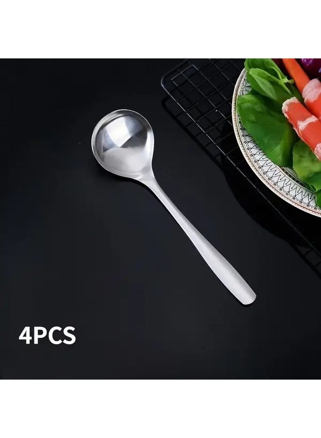Set Of 4 Stainless Steel Long Handle Soup Spoons For Porridge And Hot Pot - Image 1