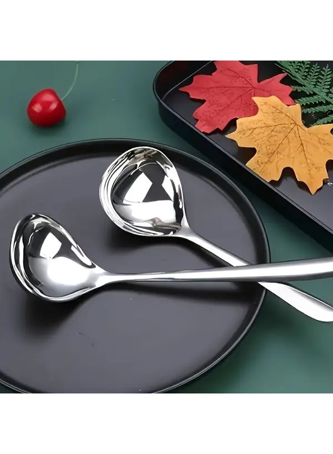 Set Of 4 Stainless Steel Long Handle Soup Spoons For Porridge And Hot Pot - Image 5