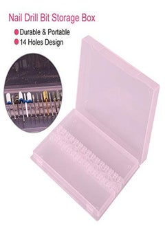 Semme Nail Drill Box,Portable 14 Holes Nail Drill Display Box Nail Art Polishing Grinding Drill Bit Holder Storage Box(Pink)  - Image 4
