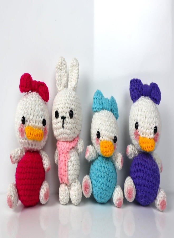 Sutra Crochet Family Toy Set | Stuffed Animal Cute Family Toys| One Bunny Rabbit & Three Daisy Duck Toy Set for Kids and Gift Purpose | Soft Toys for Baby Girl & boy - Image 2