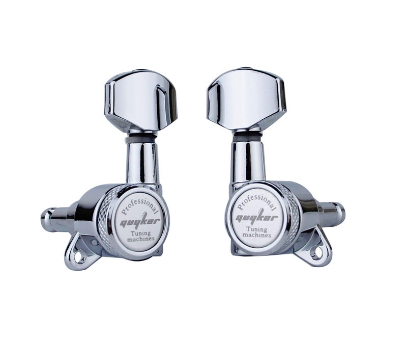 Guyker Guitar Locking Tuners (3L + 3R Handed) - 1:18 Lock String Tuning Key Pegs Machine Head with Hexagonal Handle Replacement for ST TL SG LP Style Electric, Folk or Acoustic Guitars - Chrome - Image 3