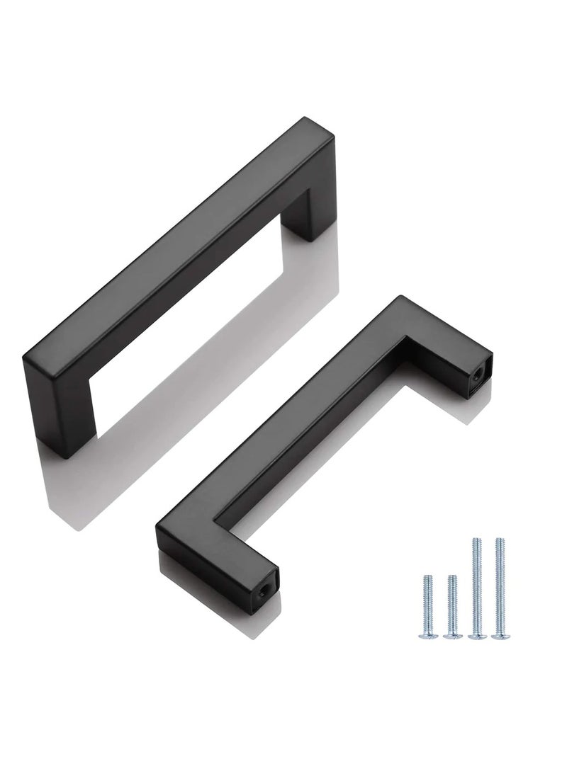 FIRST PRO Cabinet Pulls Matte Black | Cabinet Handles Square Drawer Pulls Hole To Hole 96mm and Full Length 108 mm | Stainless Steel Kitchen Door Cupboard Cabinet Handles | Drawer Hardware Handles  - Image 1