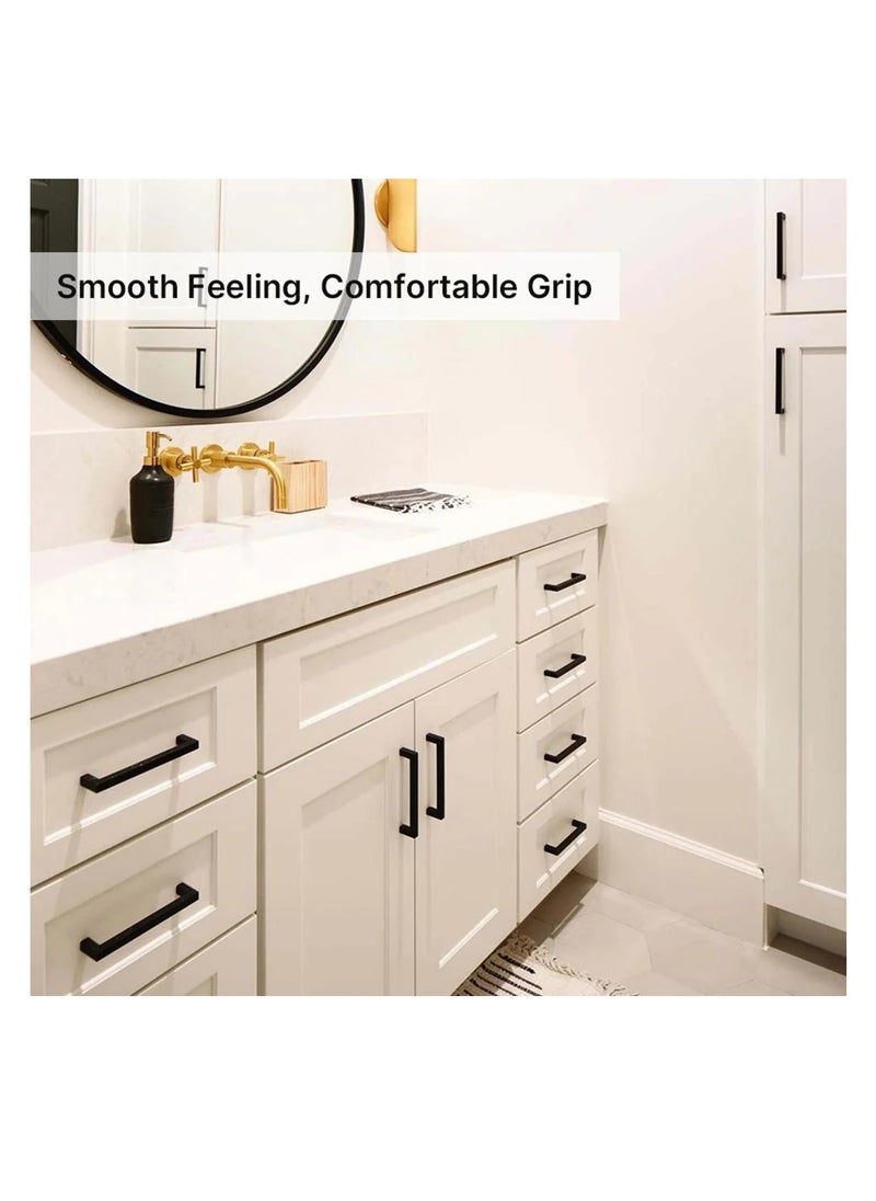 FIRST PRO Cabinet Pulls Matte Black | Cabinet Handles Square Drawer Pulls Hole To Hole 96mm and Full Length 108 mm | Stainless Steel Kitchen Door Cupboard Cabinet Handles | Drawer Hardware Handles  - Image 3
