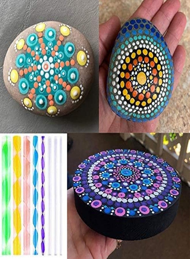 PIXORA Mandala Dotting Tools Set, 17 Pieces, Multicolor, with Stencils Templates Brushes and Paint Tray for Nail Art, Rock Painting, Drawing, Kids Crafts - Image 5