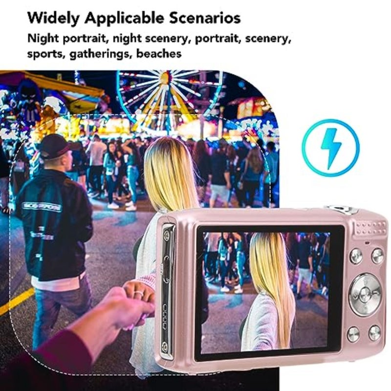 LICAEVEY Digital Camera, 4K 58MP Full HD 16X Zoom Fixed Focal Macro Timed Photography Digital Video Camera, Portable Compact Digital Camera for Teens Adult Beginner and Pink - Image 4