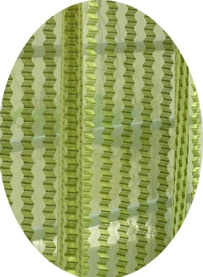 YUKANY Zig Zac Tissue Transparent Plain Net Sheer Door & Windows Grommets Curtains | Parda | Pack of 2 (Pista Green, 4 x 8 ft) - Image 5