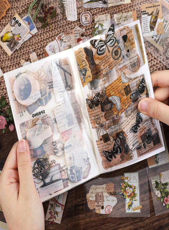 Bruislard 120 Pcs Junk Journal Scrapbook Kit Junk Journal Sticker Book Sticker Scene Book Vintage Scrapbook Supplies Kit for DIY Crafts Scrap Retro Aesthetics Decor - Image 1