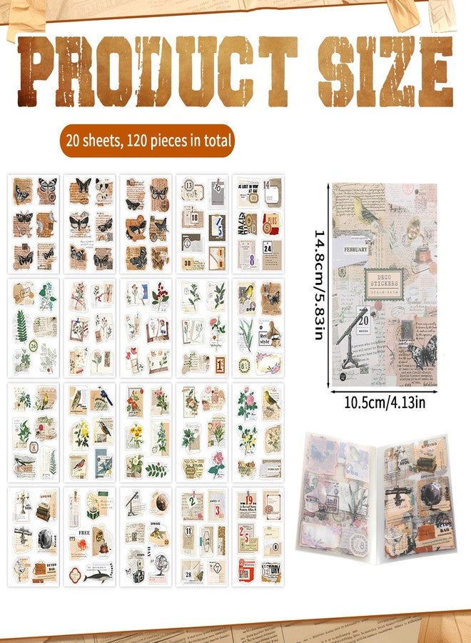 Bruislard 120 Pcs Junk Journal Scrapbook Kit Junk Journal Sticker Book Sticker Scene Book Vintage Scrapbook Supplies Kit for DIY Crafts Scrap Retro Aesthetics Decor - Image 2